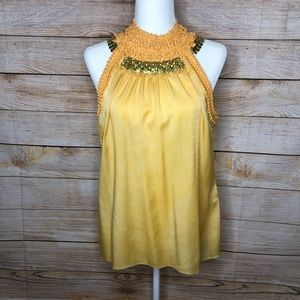 Elie Tahari Yellow/Gold Tank Top Size Large